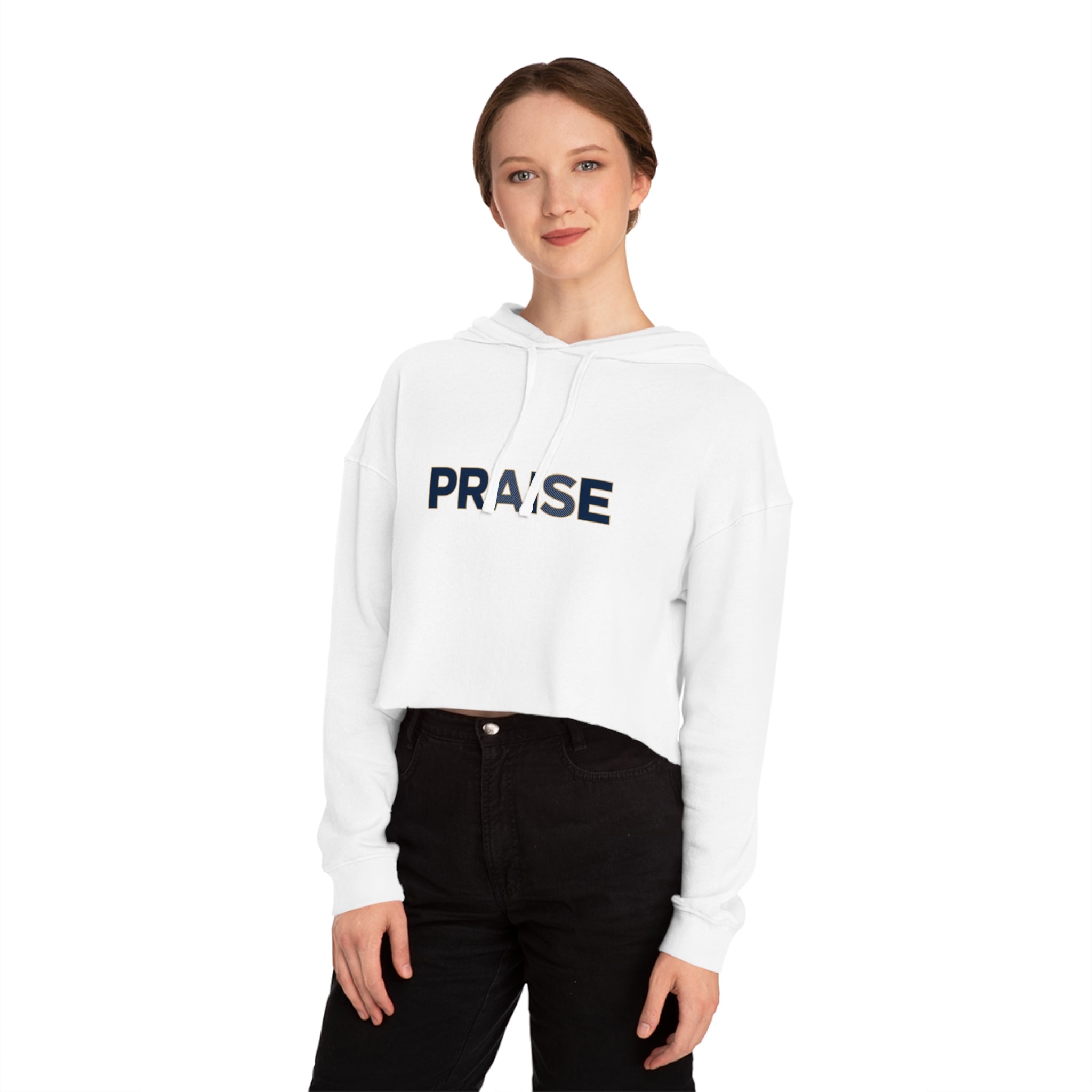 Praise Cropped Hoodie — Minimal Faith Graphic Sweatshirt