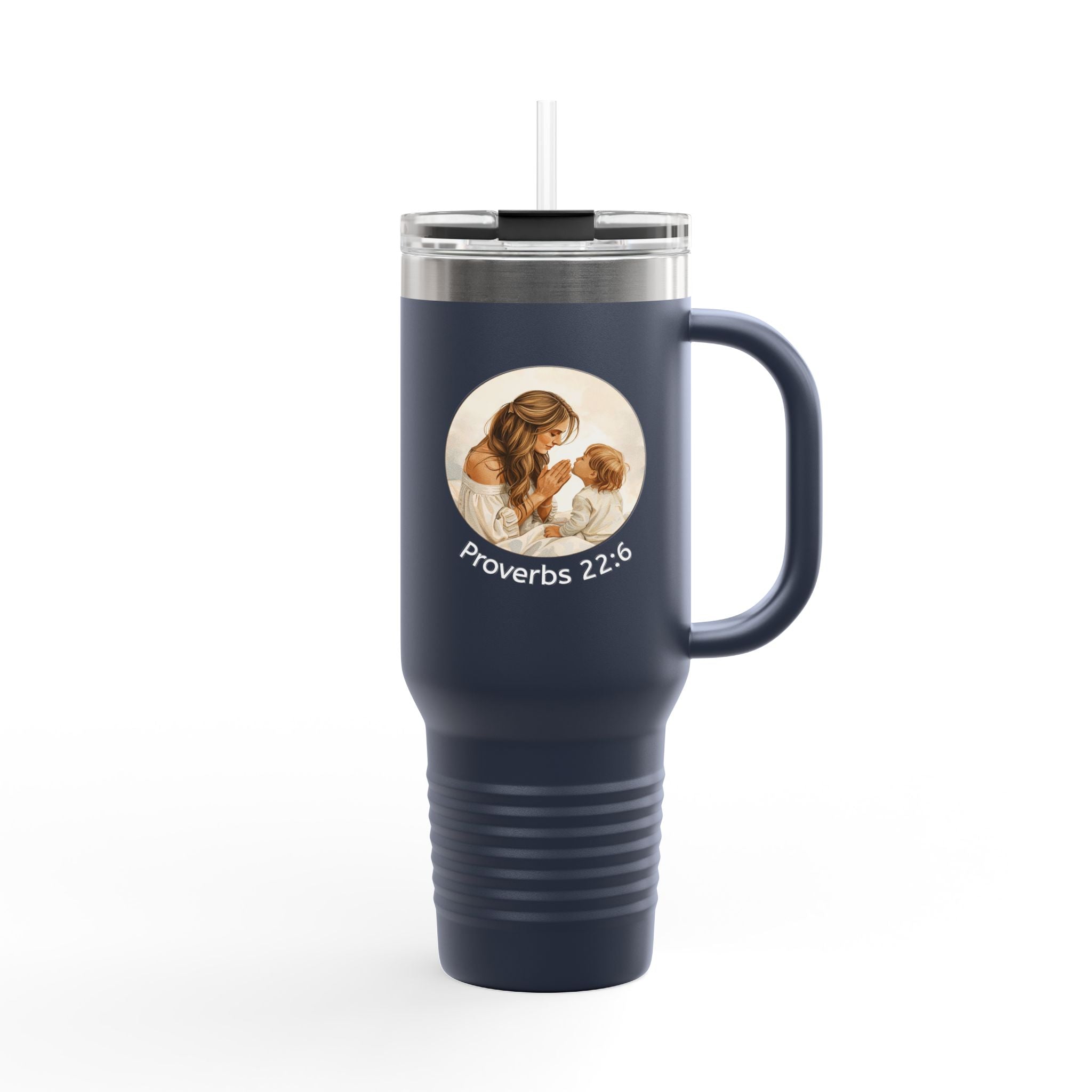 40oz Insulated Travel Mug —Illustration with “Proverbs 22:6”