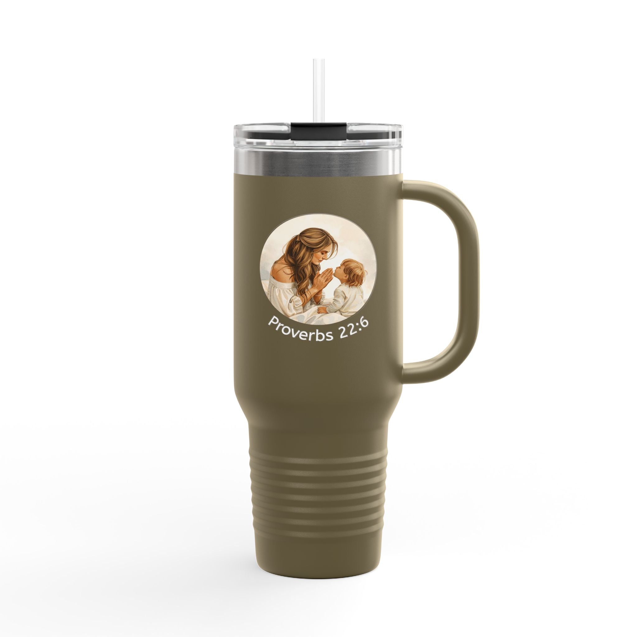 40oz Insulated Travel Mug —Illustration with “Proverbs 22:6”