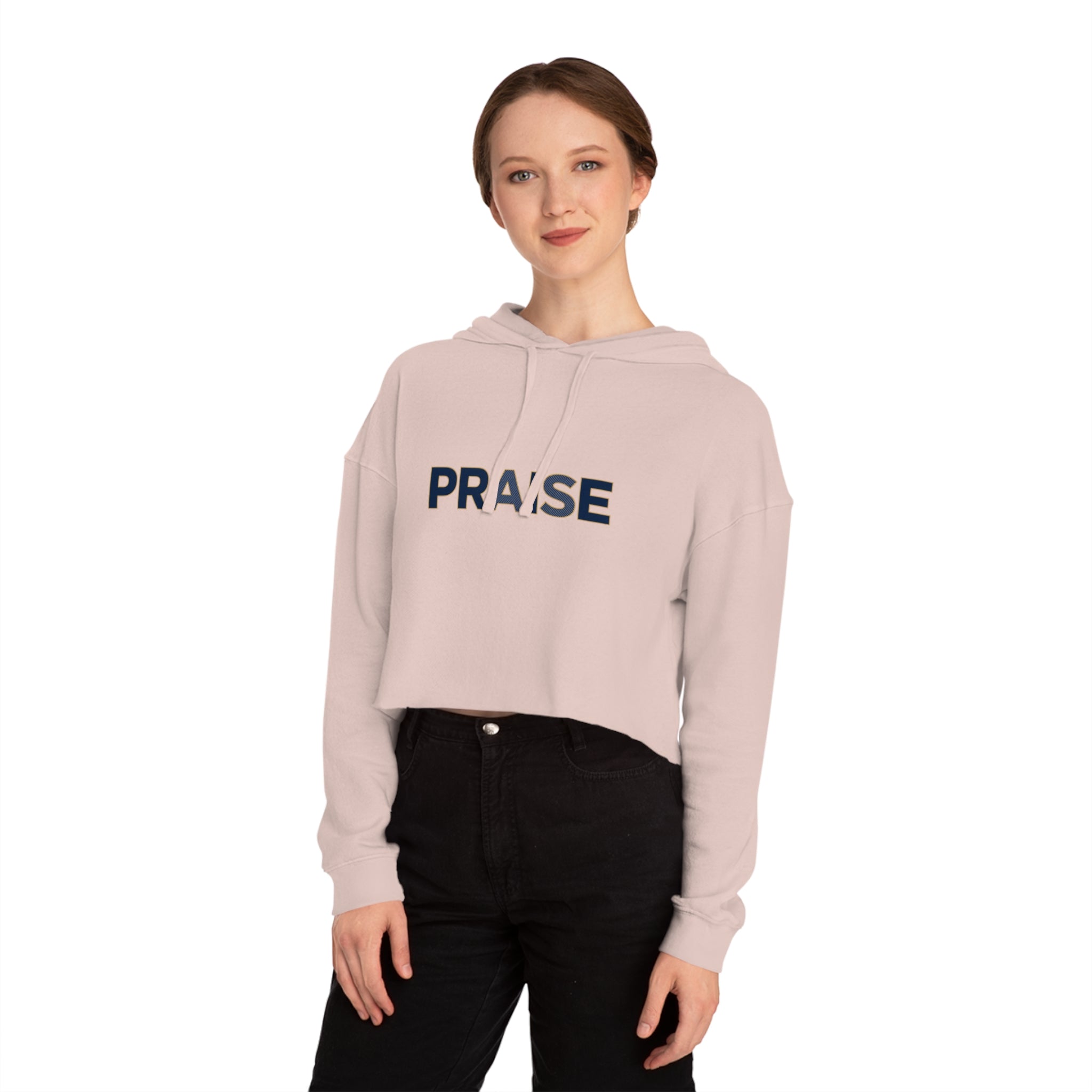 Praise Cropped Hoodie — Minimal Faith Graphic Sweatshirt