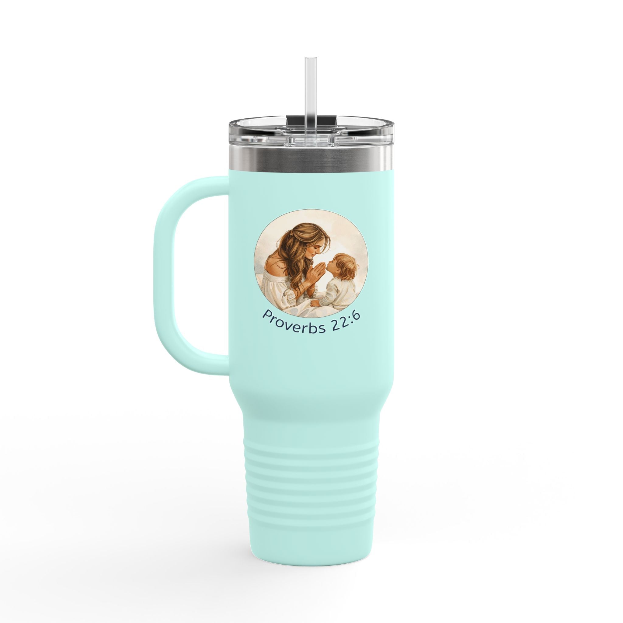 40oz Insulated Travel Mug —Illustration with “Proverbs 22:6”