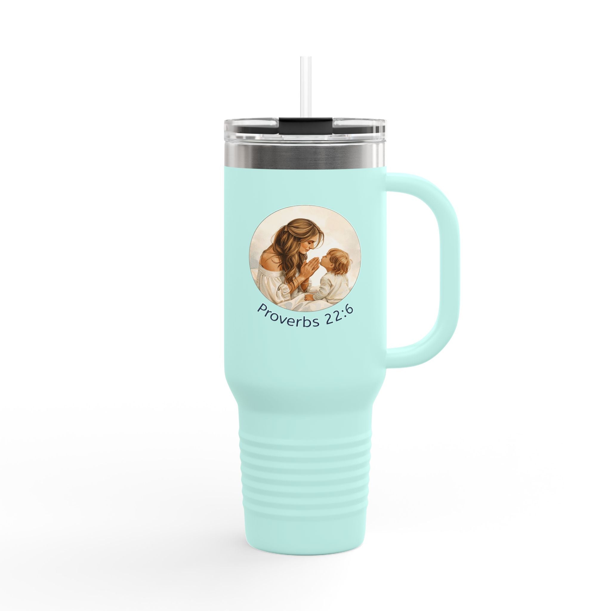 40oz Insulated Travel Mug —Illustration with “Proverbs 22:6”