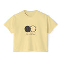 Women's Boxy Tee — 'He is Risen' Minimal Eclipse Graphic Crop Shirt