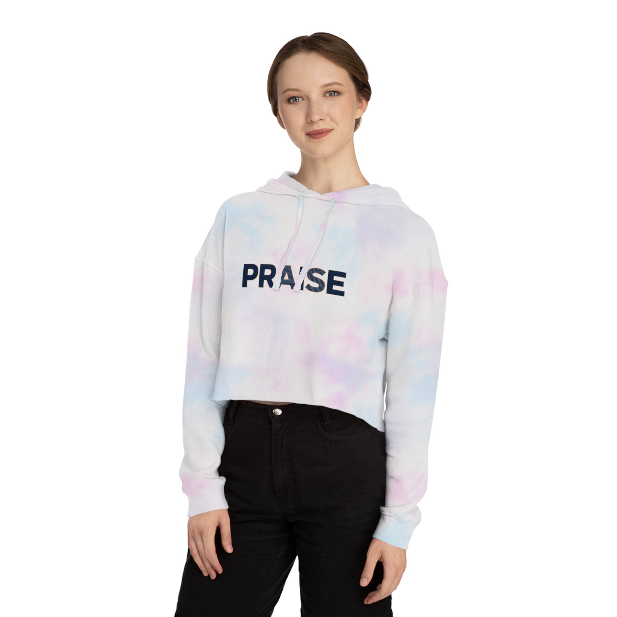 Praise Cropped Hoodie — Minimal Faith Graphic Sweatshirt