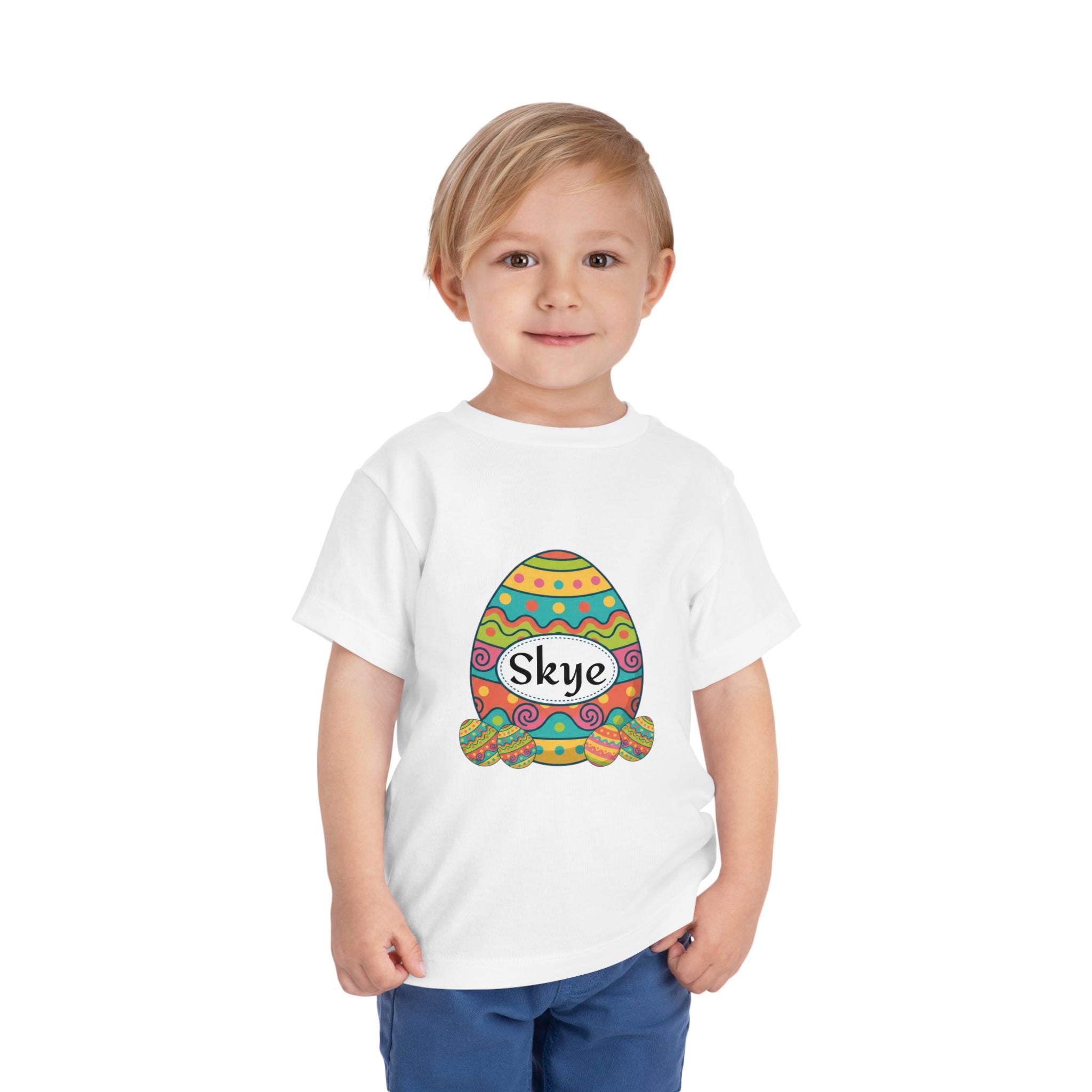 Personalized Easter Egg Toddler Tee — "Skye" Name Shirt