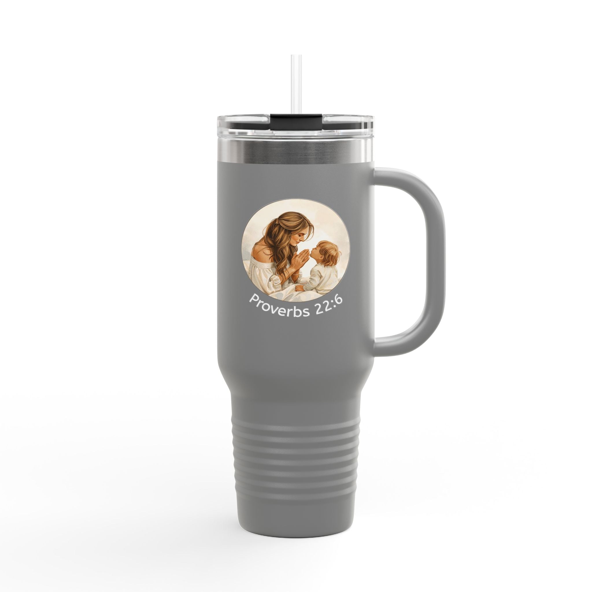 40oz Insulated Travel Mug —Illustration with “Proverbs 22:6”