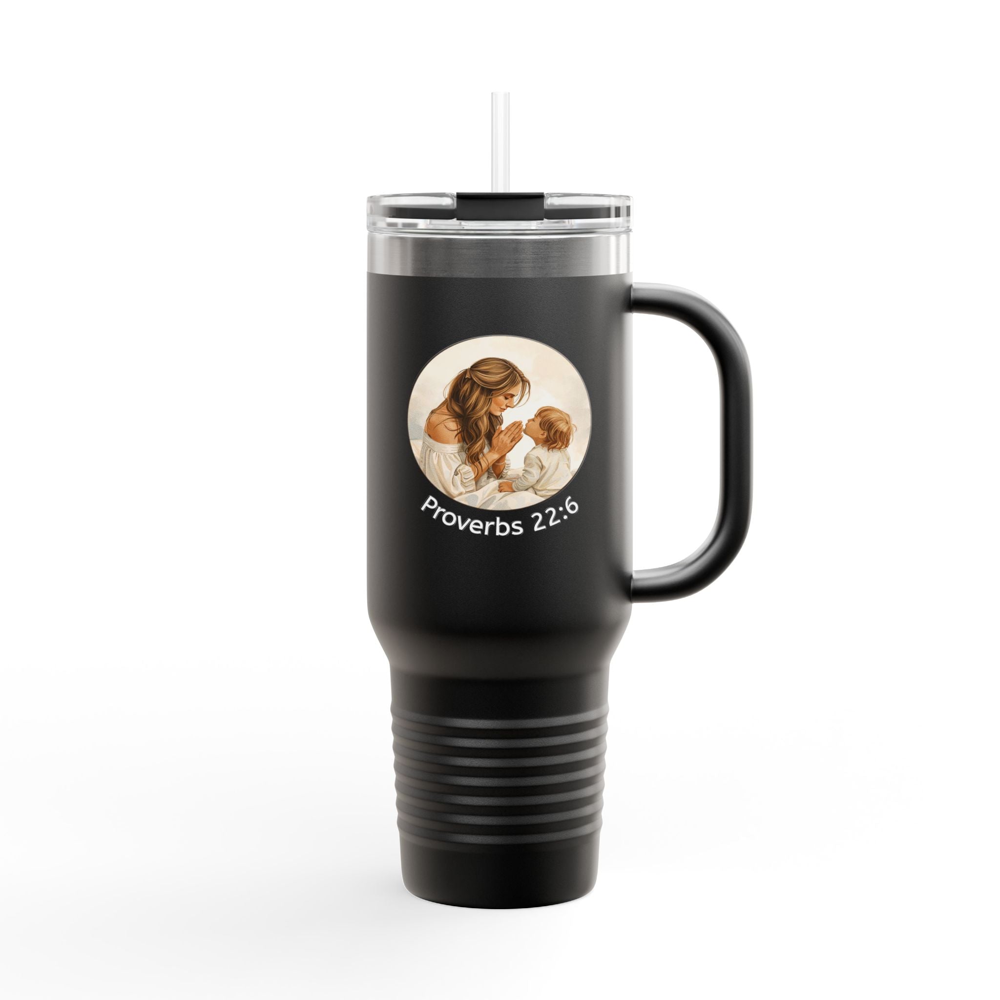 40oz Insulated Travel Mug —Illustration with “Proverbs 22:6”